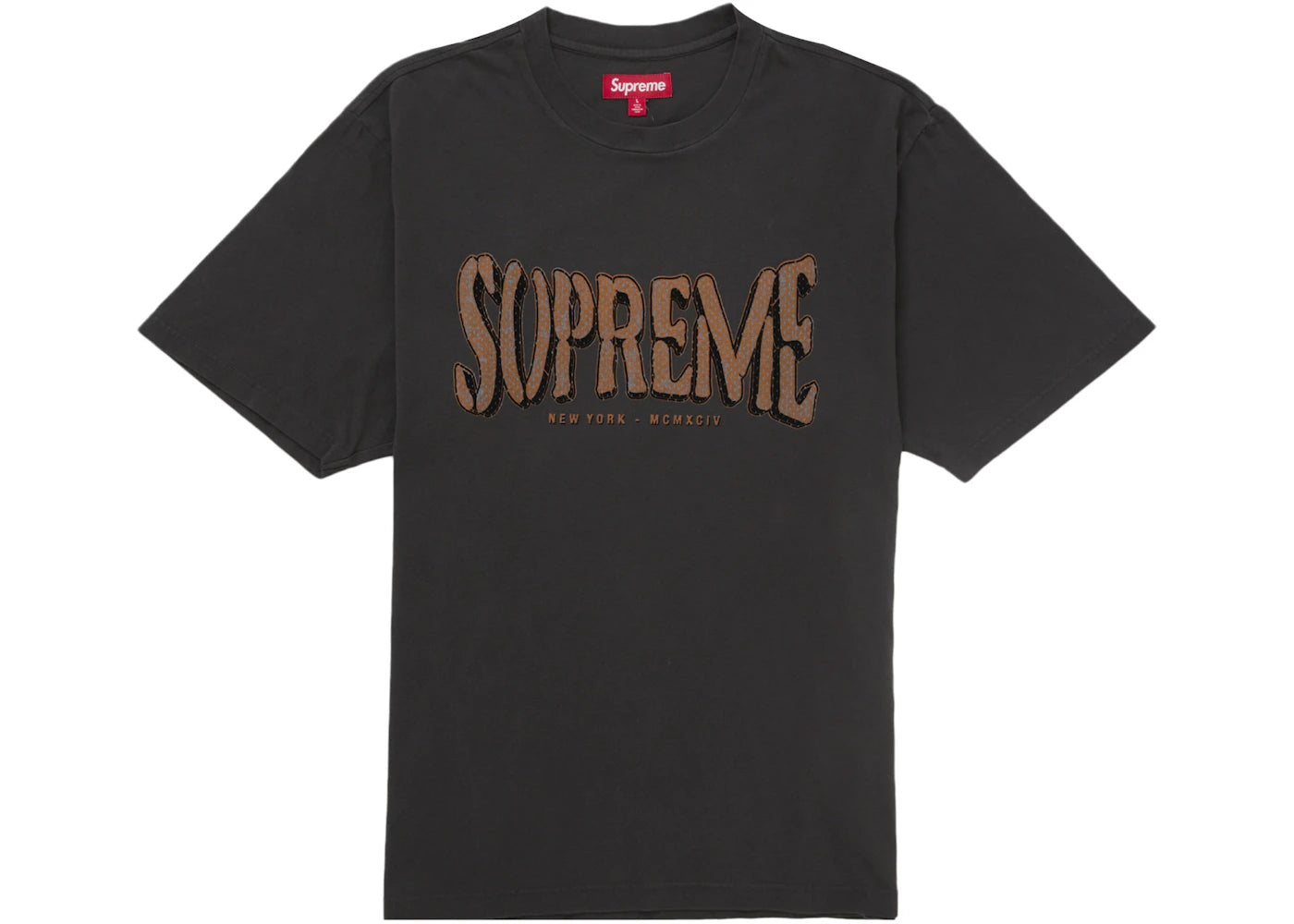 Haut noir à manches courtes délavé Supreme floqué
