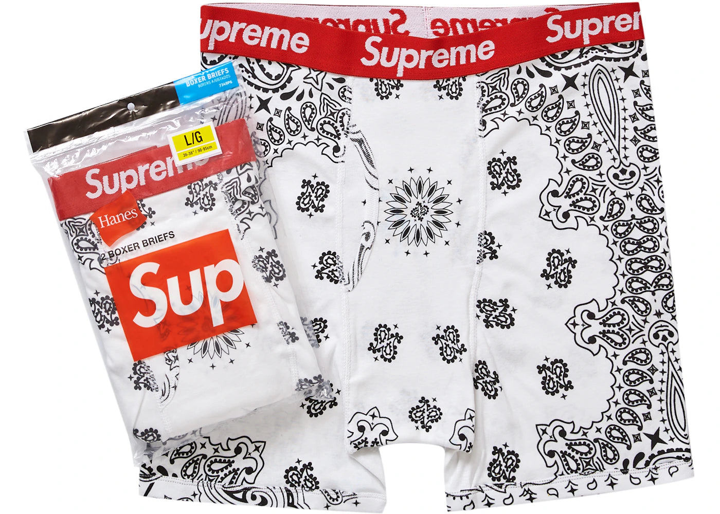 Supreme Hanes Bandana Boxer Briefs (2 Pack)-White