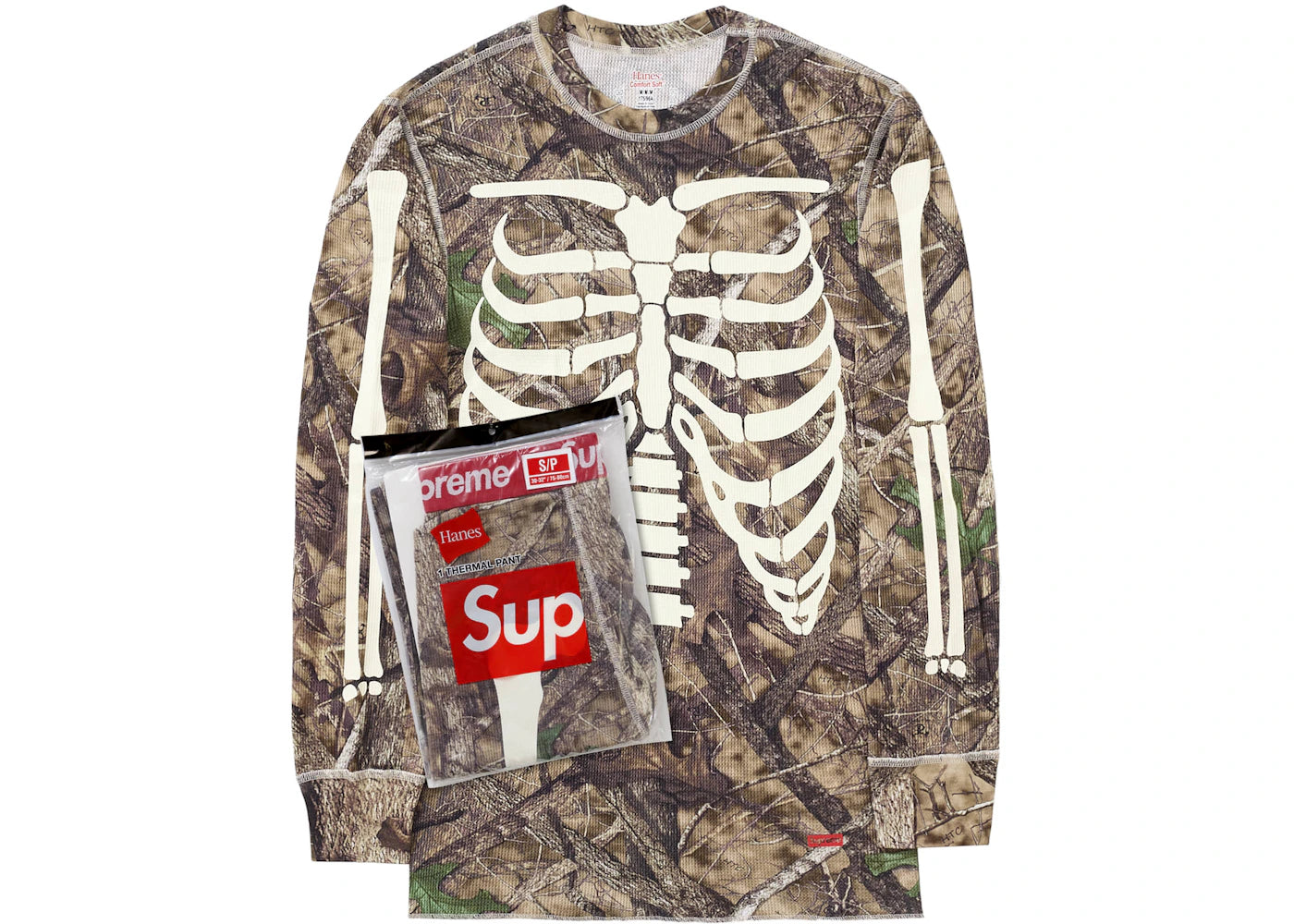Supreme Hanes Bones Thermal Crew (1 Pack)-Woodland Camo