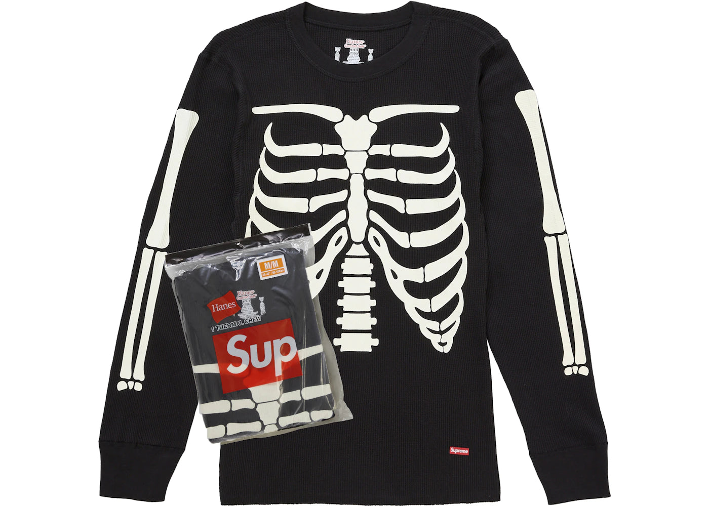 Supreme Hanes Bones Thermal Crew FW25  Black