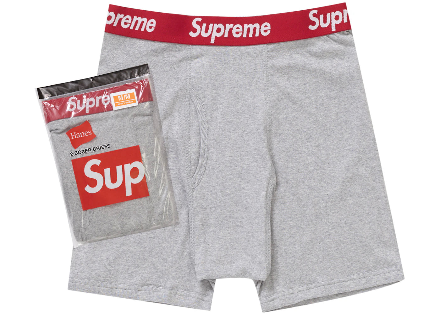 Supreme Hanes Boxer Briefs (2 Pack)-Heather Grey