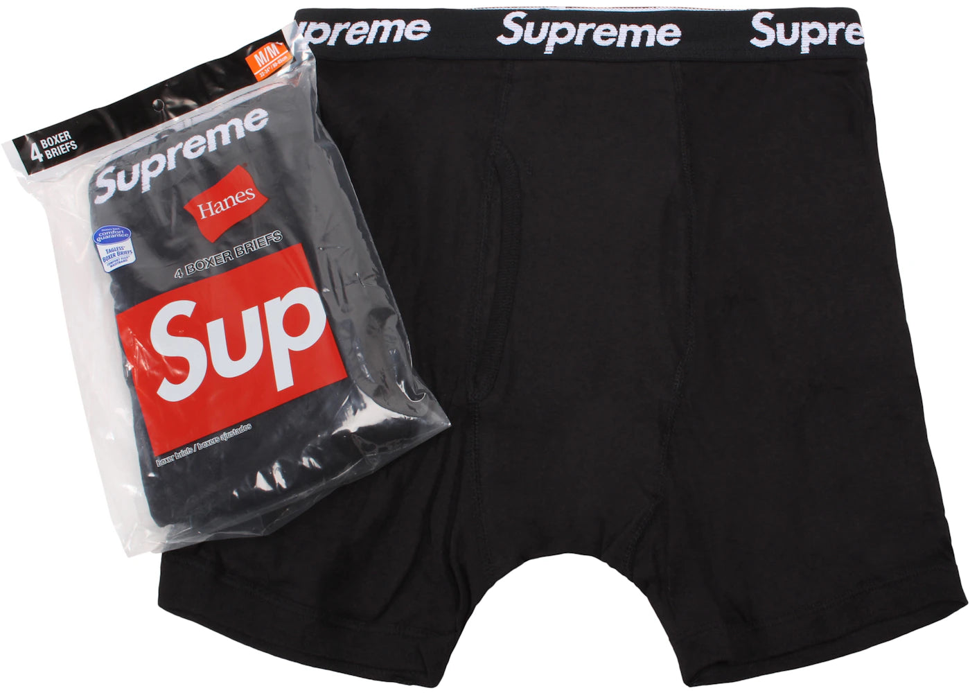 Supreme Hanes Boxer Briefs (4 Pack)-Black