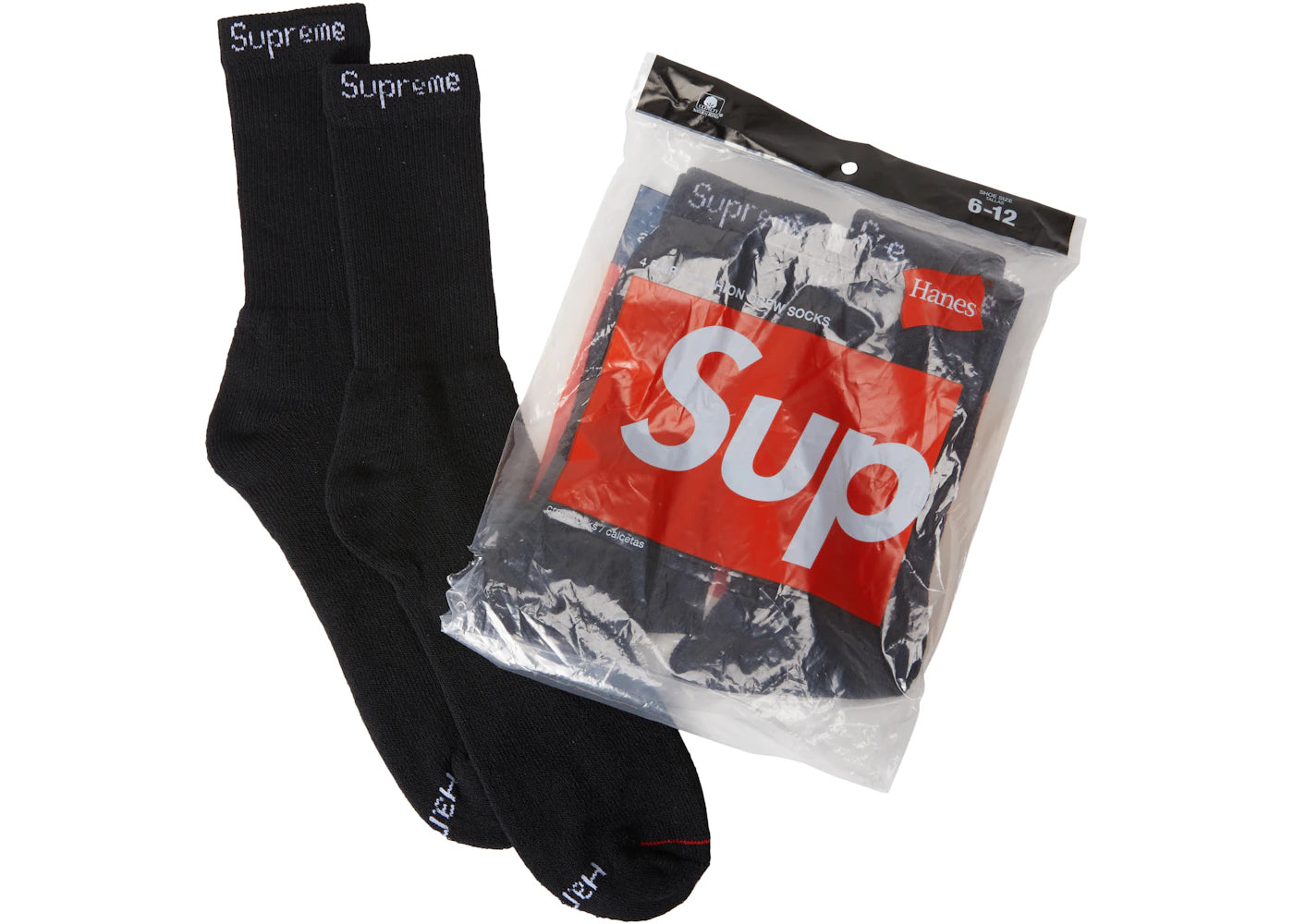 Supreme Hanes Socks (4 Pack)-Black
