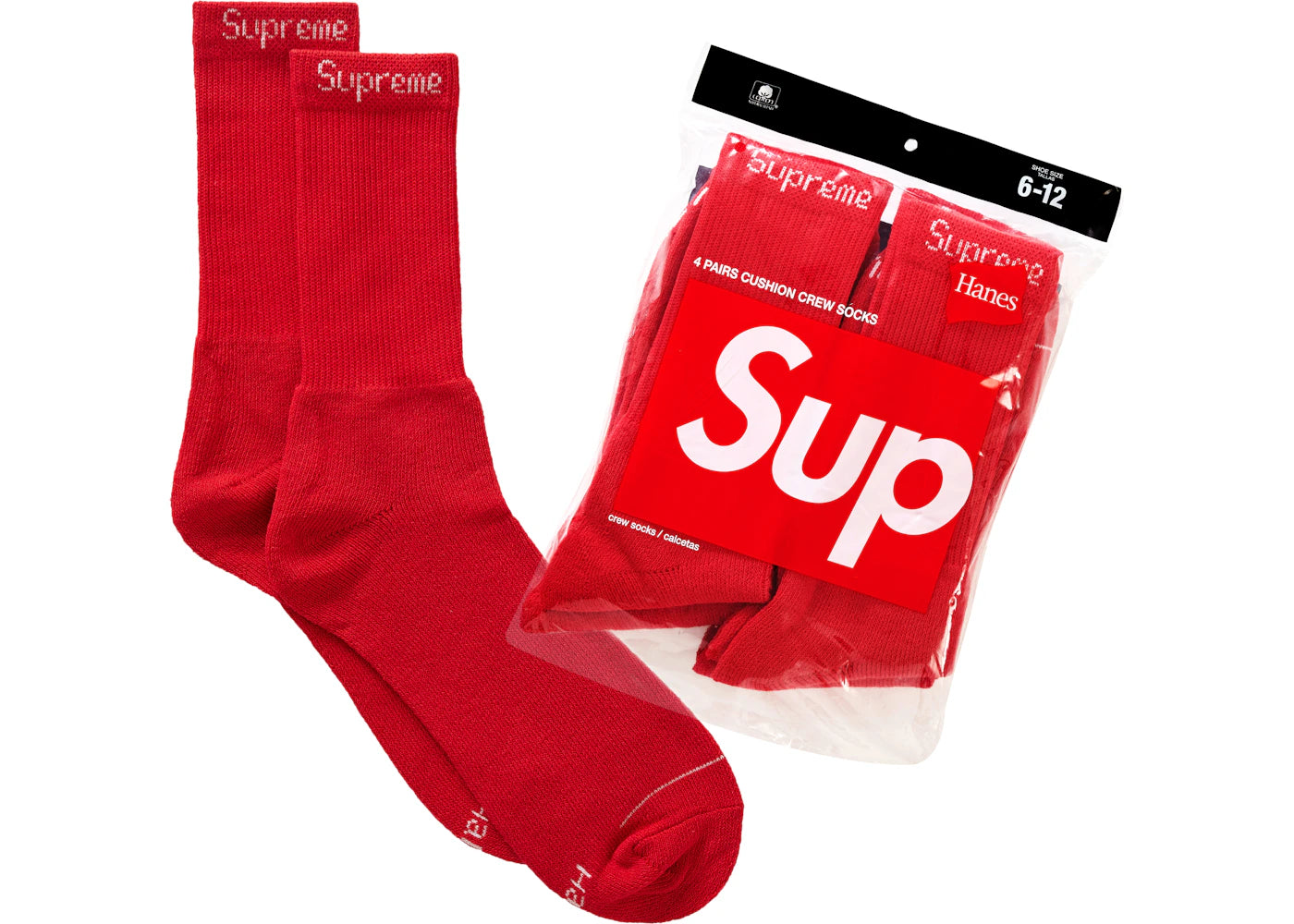 Supreme Hanes Socks  Red