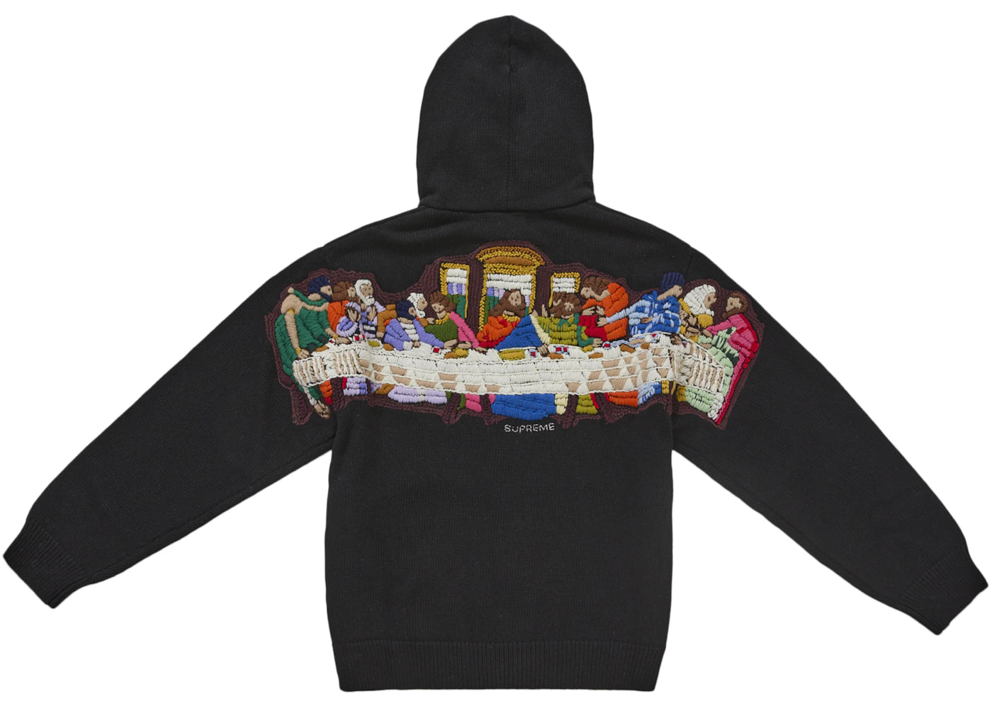 Supreme Last Supper Embroidered Zip Up Hooded Sweater-Black