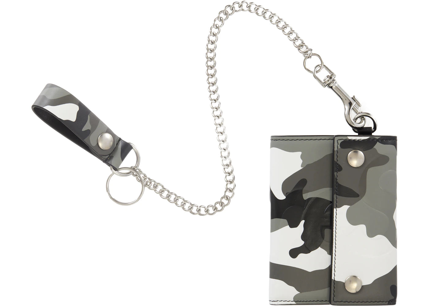 Supreme Leather Chain Wallet-Snow Camo