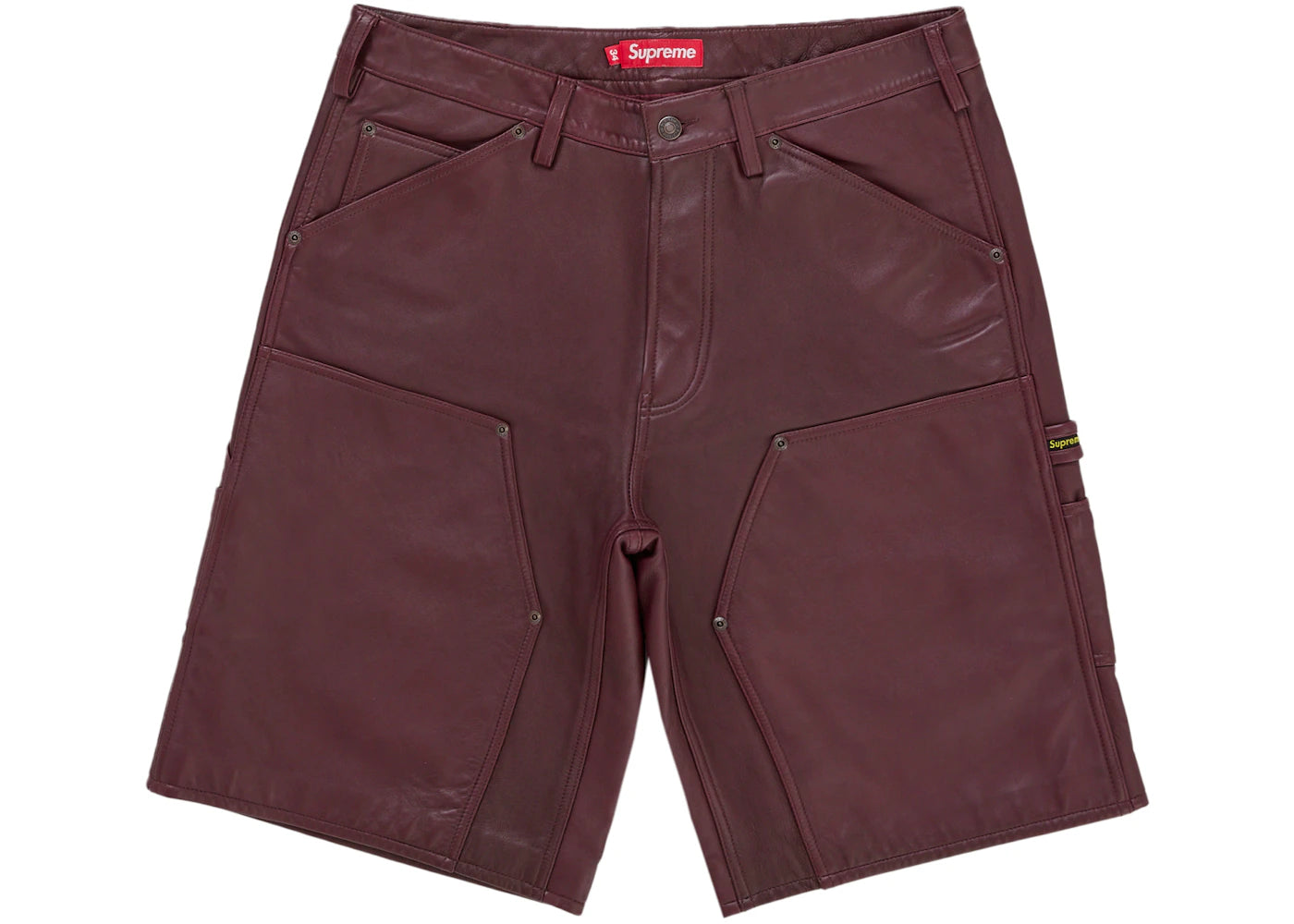Supreme Leather Double Knee Painter Short Burgundy