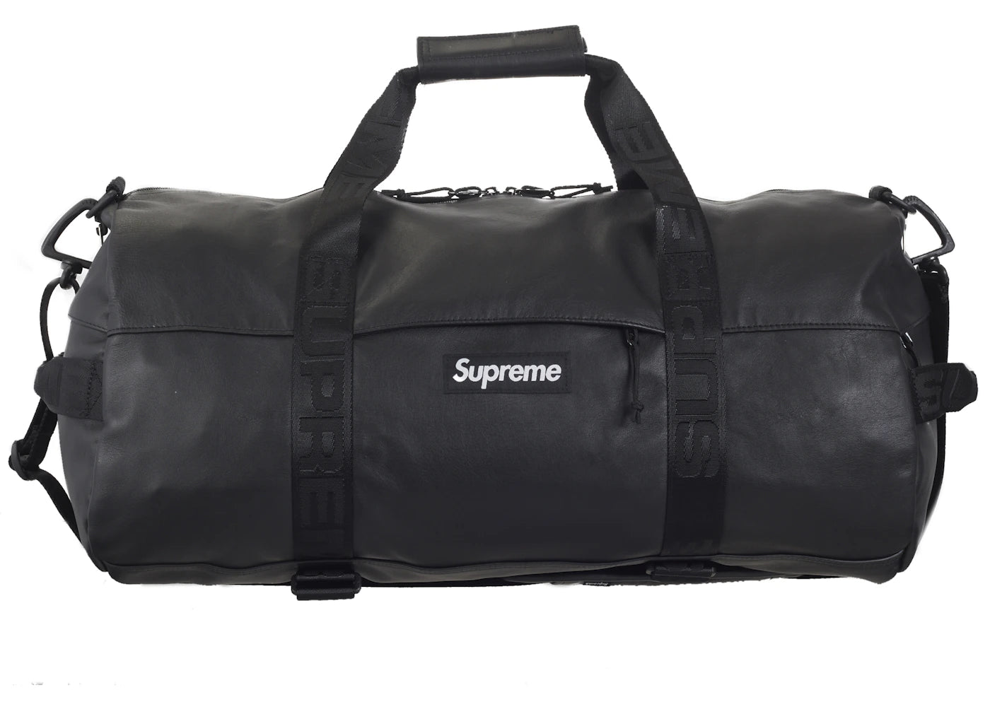 Supreme Leather Duffle Bag (FW24)-Black