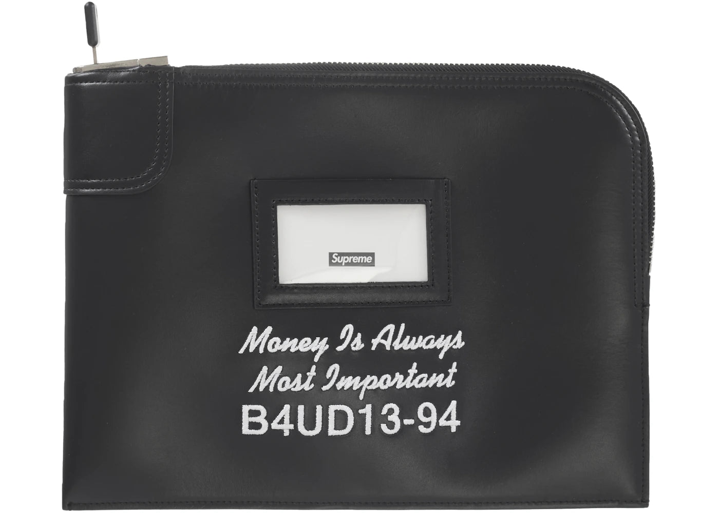 Sac à monnaie en cuir noir Supreme