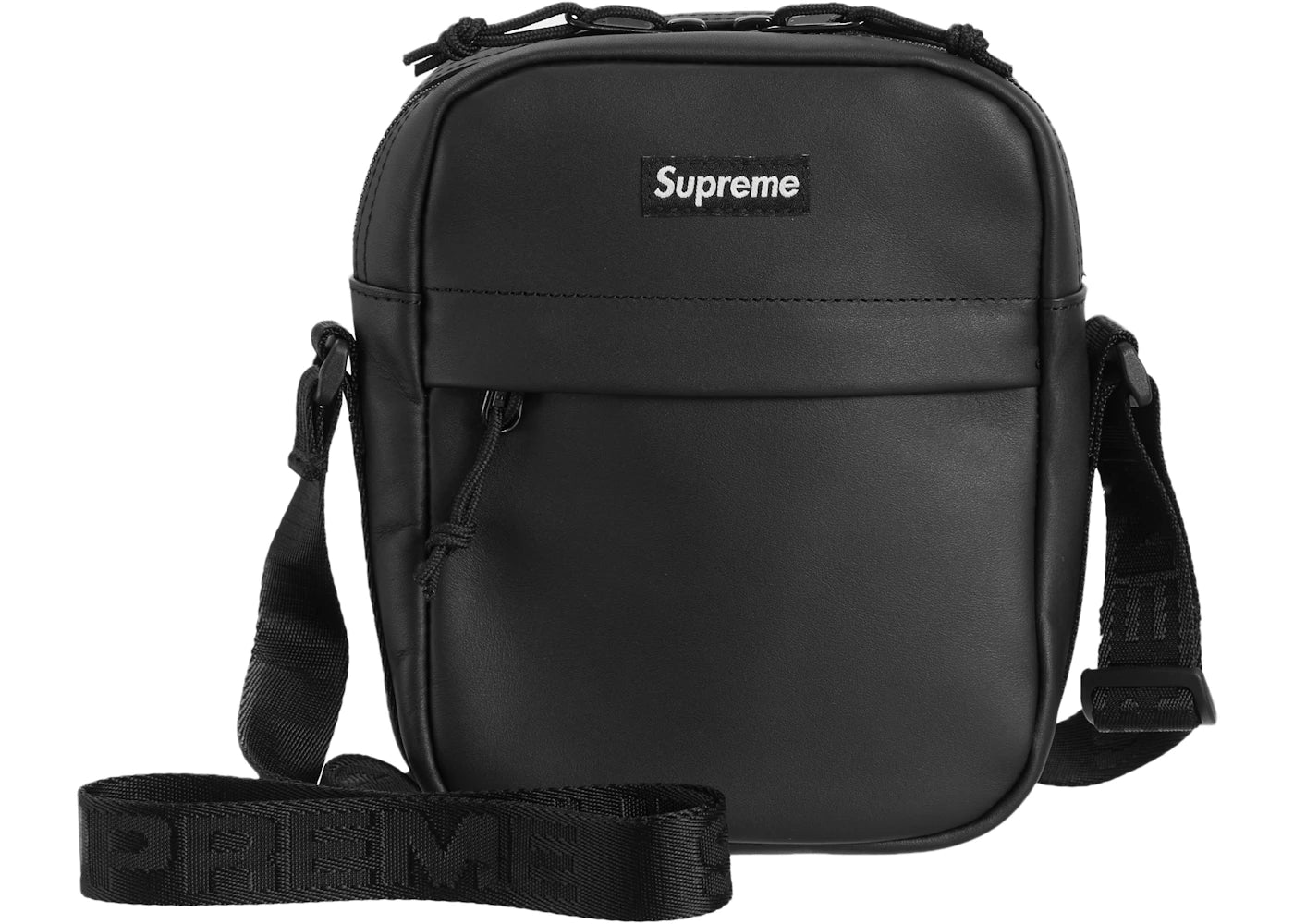 Sac bandoulière en cuir Supreme - Noir