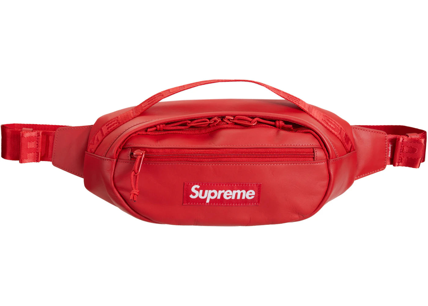 Supreme Leather Waist Bag-Red