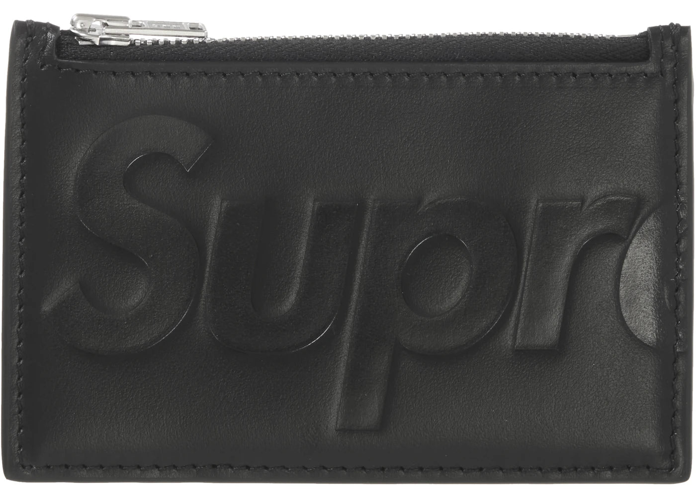 Porte-cartes zippé en cuir Supreme - Noir