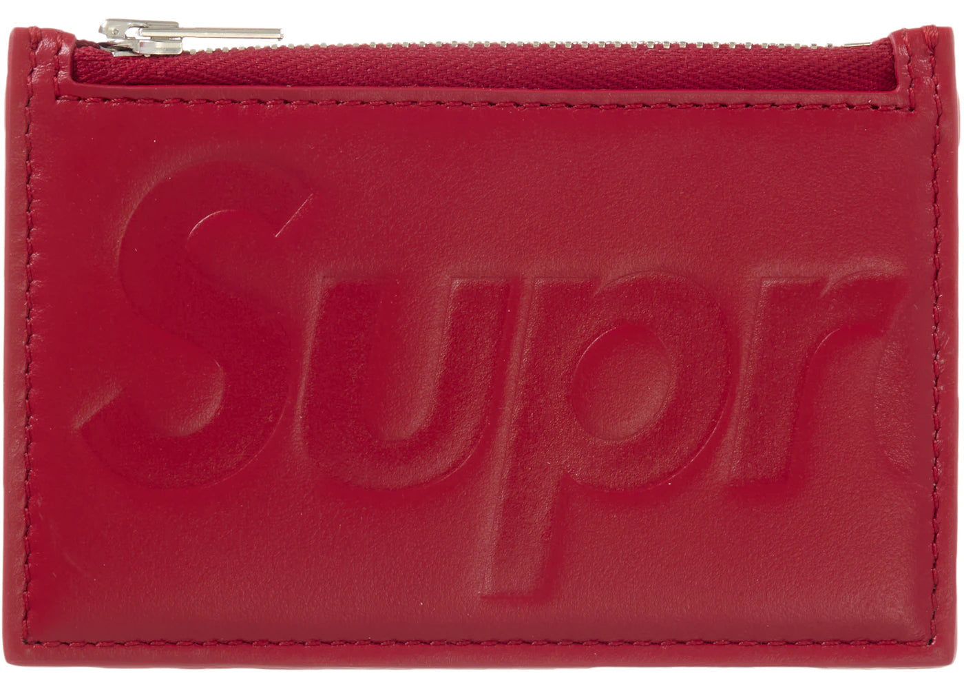 Porte-cartes zippé en cuir Supreme - Rouge