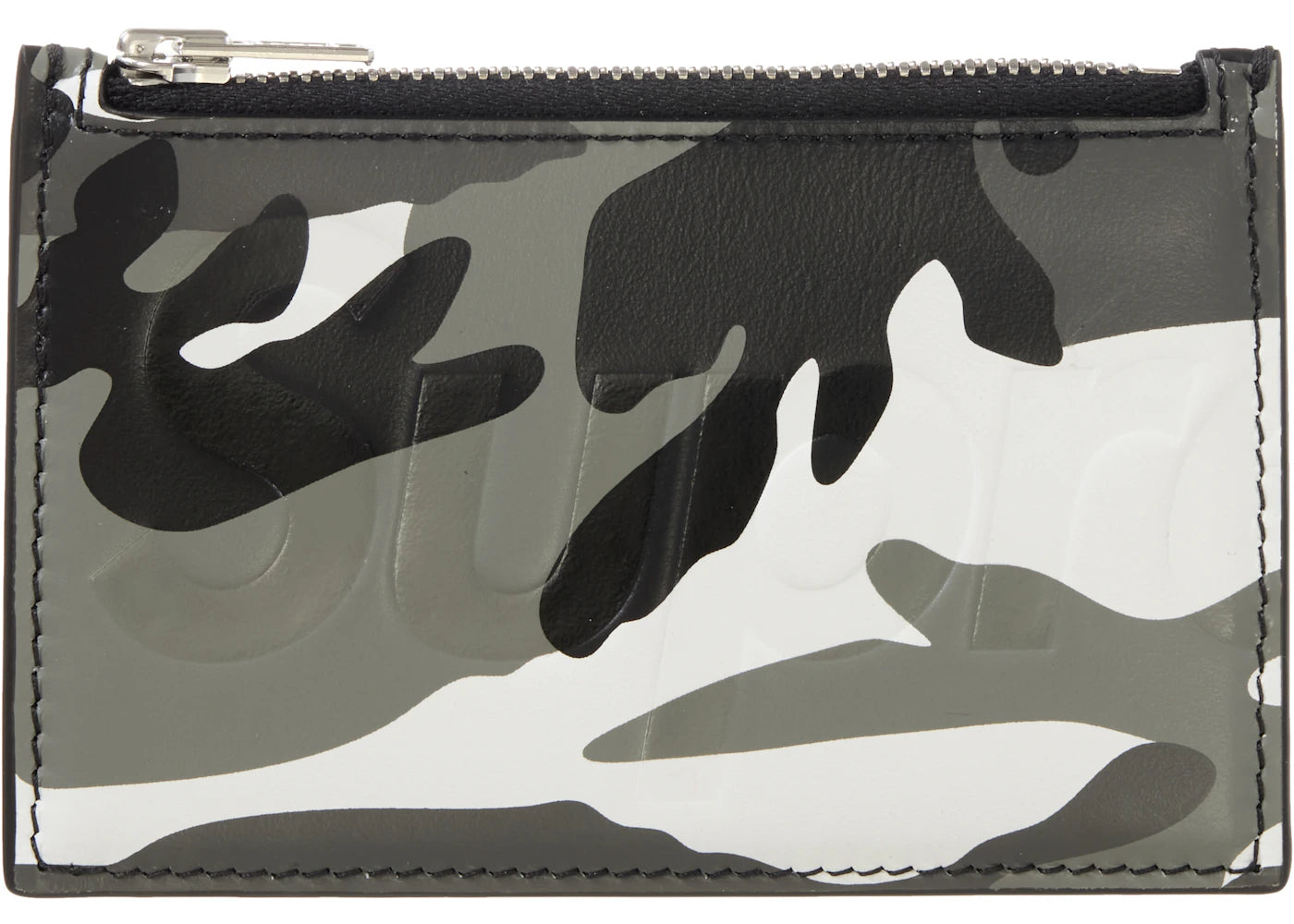 Supreme Leather Zip Card Holder-Snow Camo