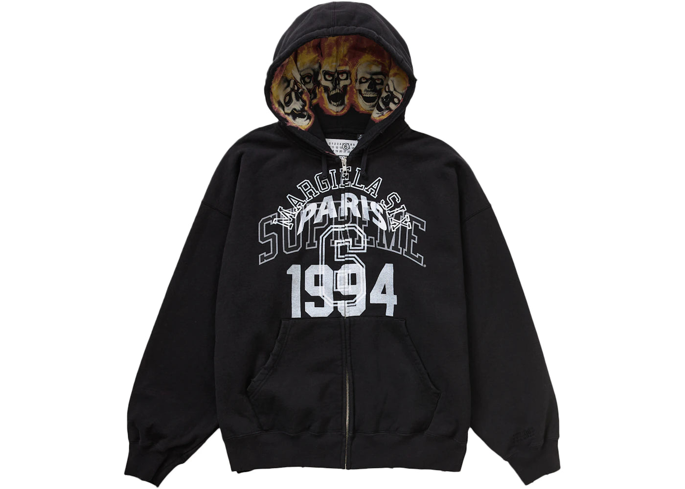 Supreme MM6 Maison Margiela Zip Up Hooded Sweatshirt-Black
