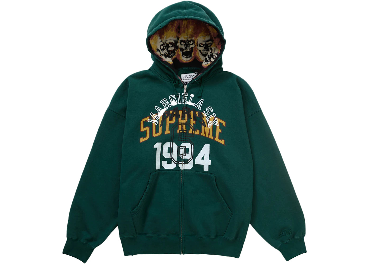 Supreme MM6 Maison Margiela Zip Up Hooded Sweatshirt-Dark Green