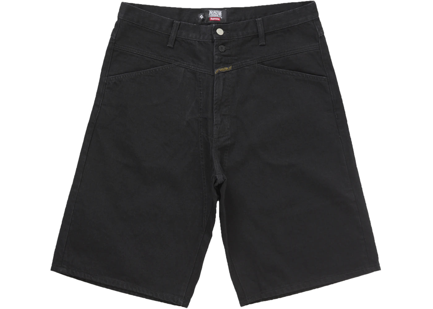 Short en jean baggy Supreme Marithé + François Girbaud à coutures croisées - Noir
