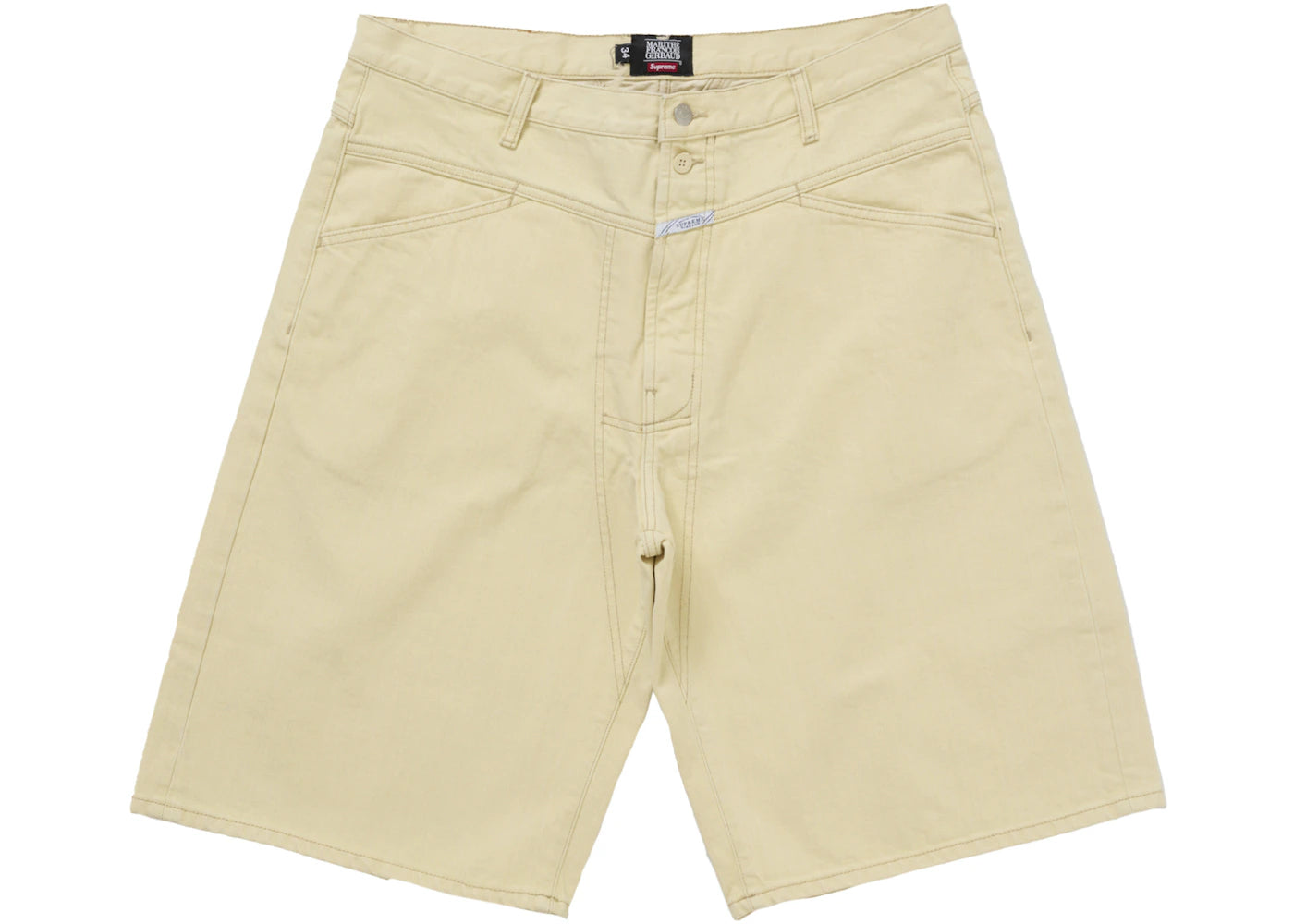 Short en jean baggy Supreme Marithé + François Girbaud à coutures croisées, jaune pâle