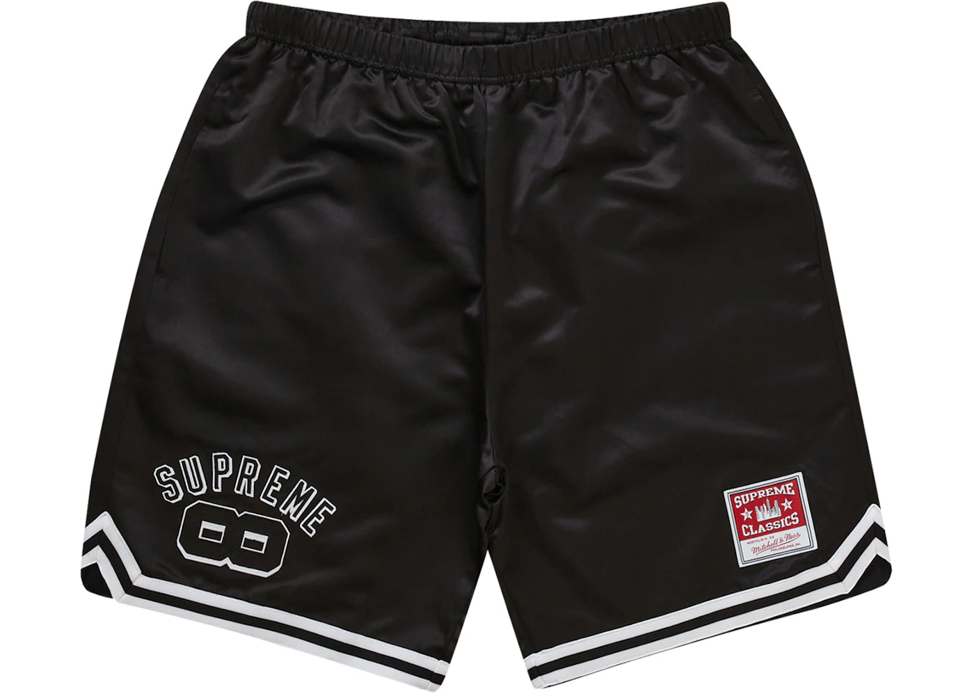 Short de basketball Supreme Mitchell &amp; Ness en satin noir