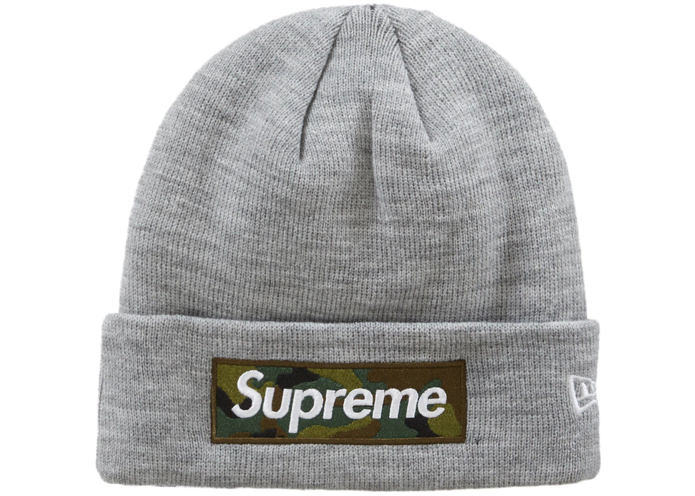 Supreme New Era Box Logo Beanie (FW23)-Heather Grey