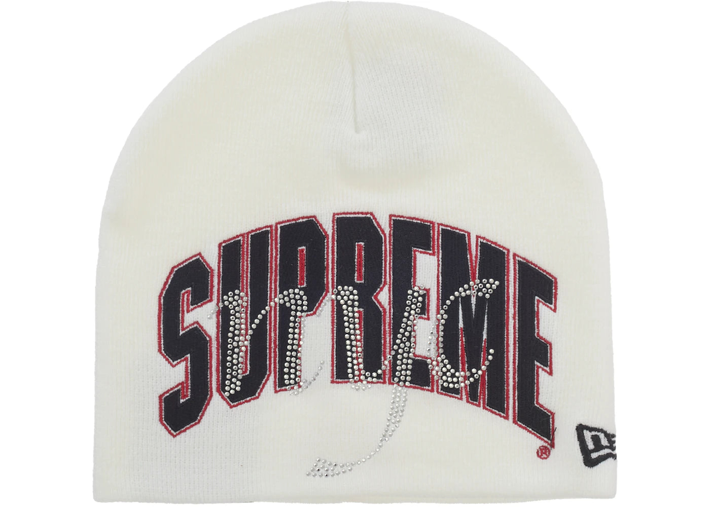 Supreme New Era Rhinestone Beanie  White