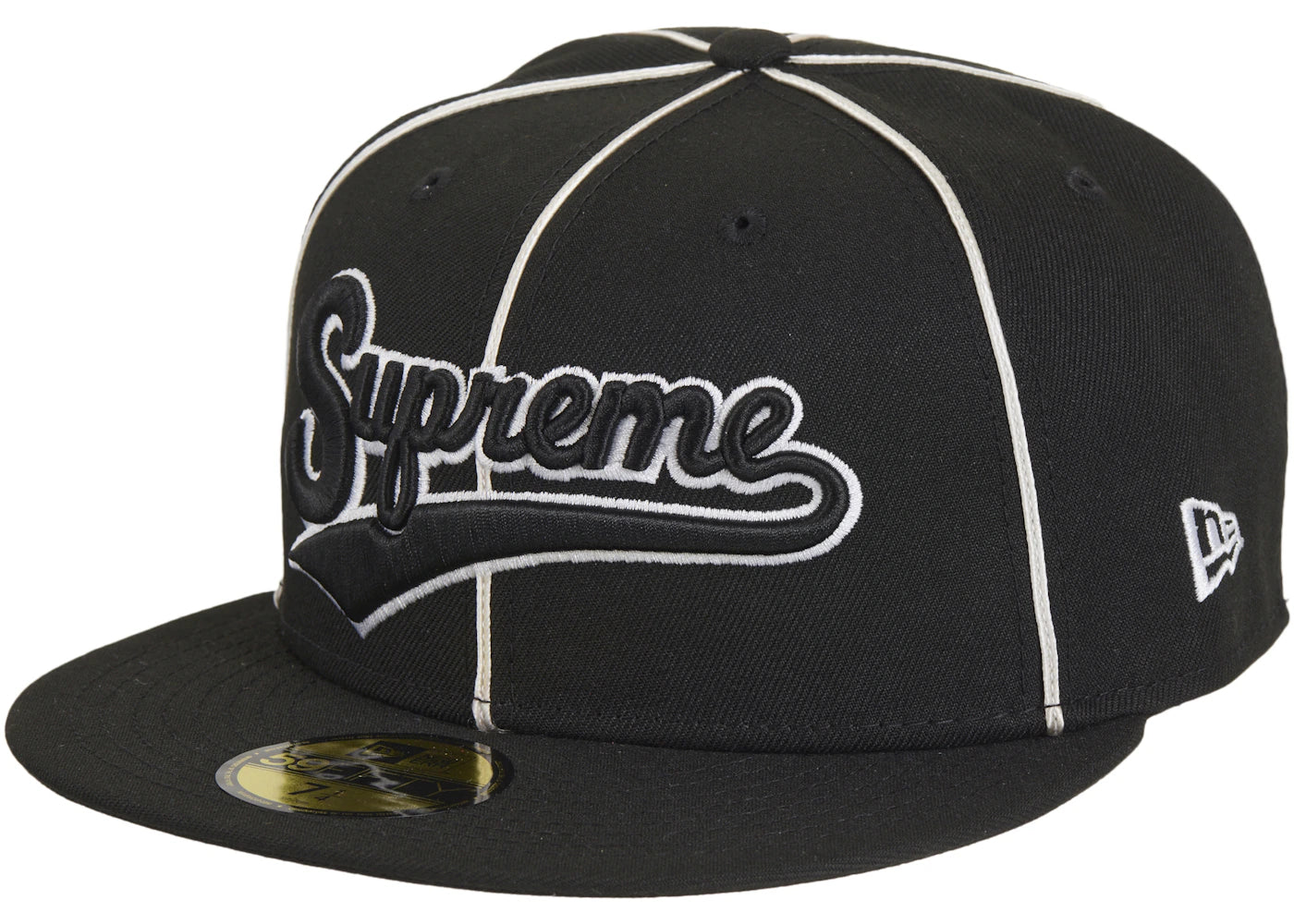 Supreme x New Era Piping Script Logo Cap-Black