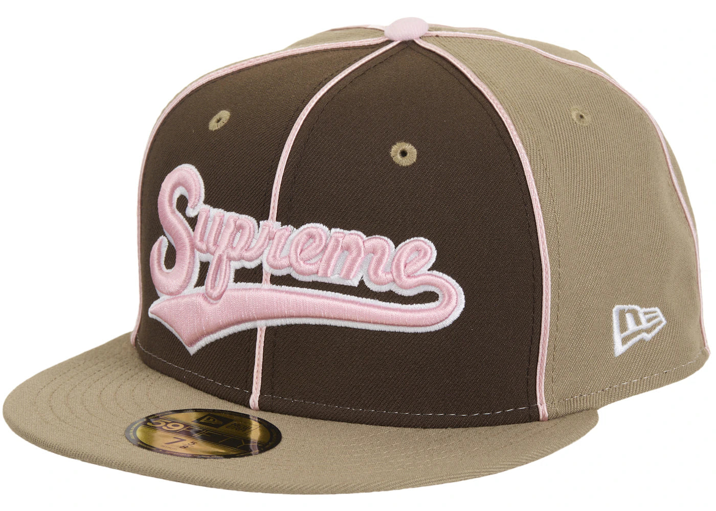 Supreme x New Era Piping Script Logo Cap-Brown
