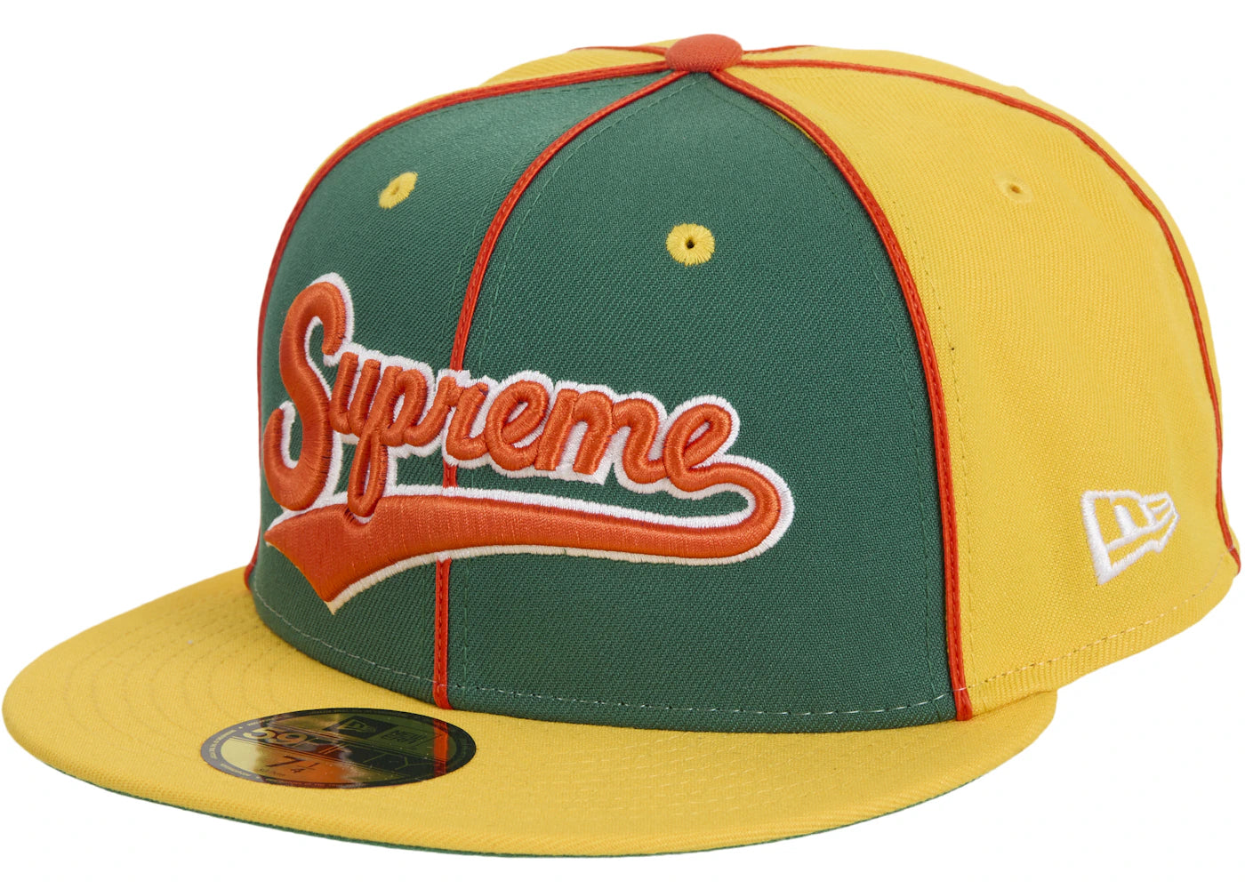 Casquette Supreme x New Era avec logo en écriture cursive - Jaune