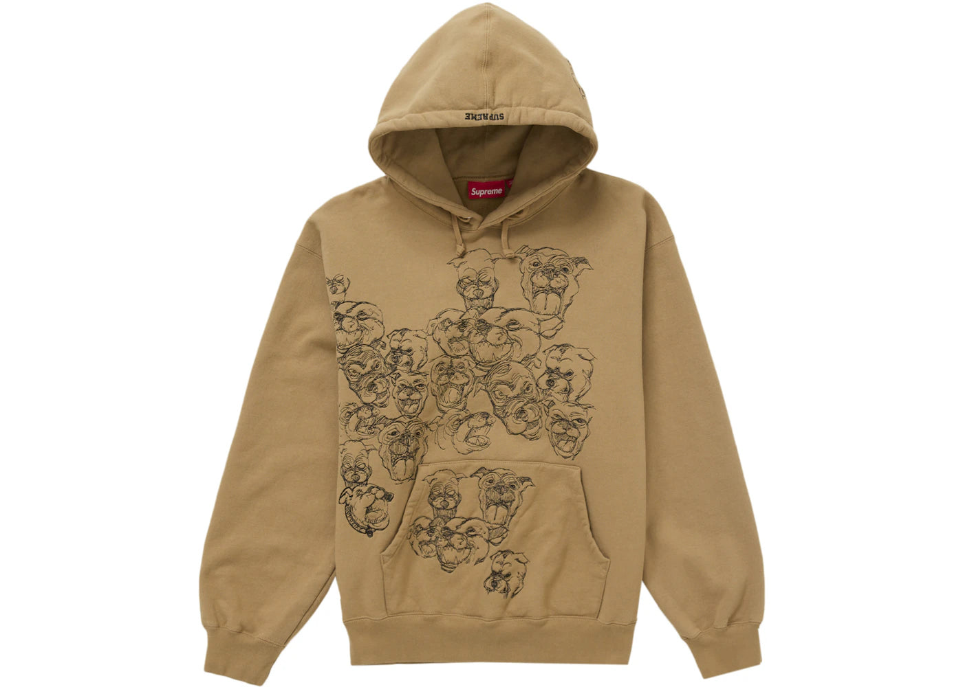 Supreme Pitbulls Embroidered Hooded Sweatshirt-Brown