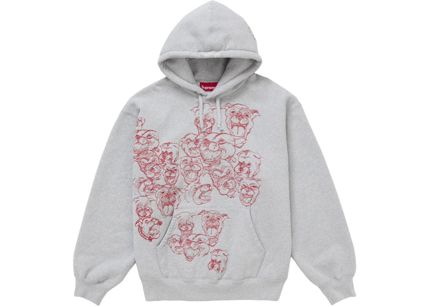 Supreme Pitbulls Embroidered Hooded Sweatshirt-Heather Grey