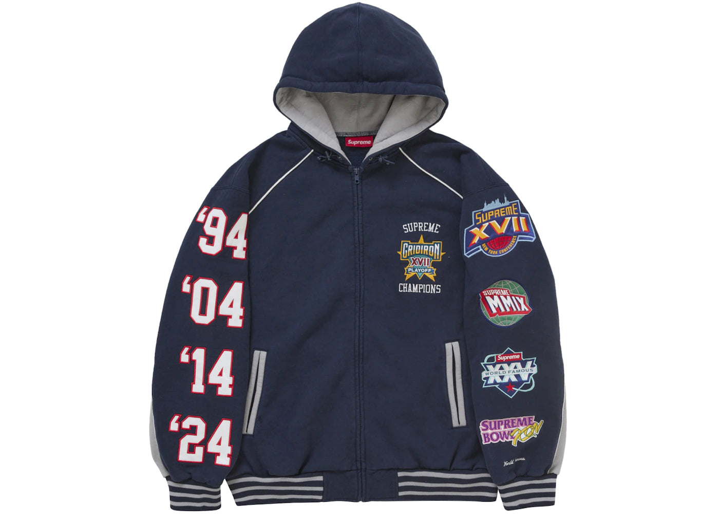 Supreme Playoffs Zip Up Hooded Sweatshirt-Navy