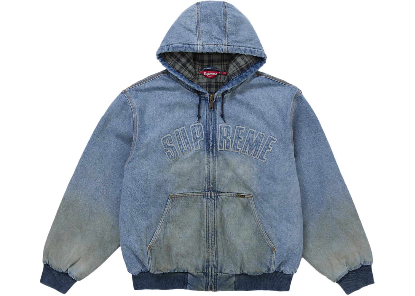 Supreme Reflective Arc Hooded Work Jacket-Denim