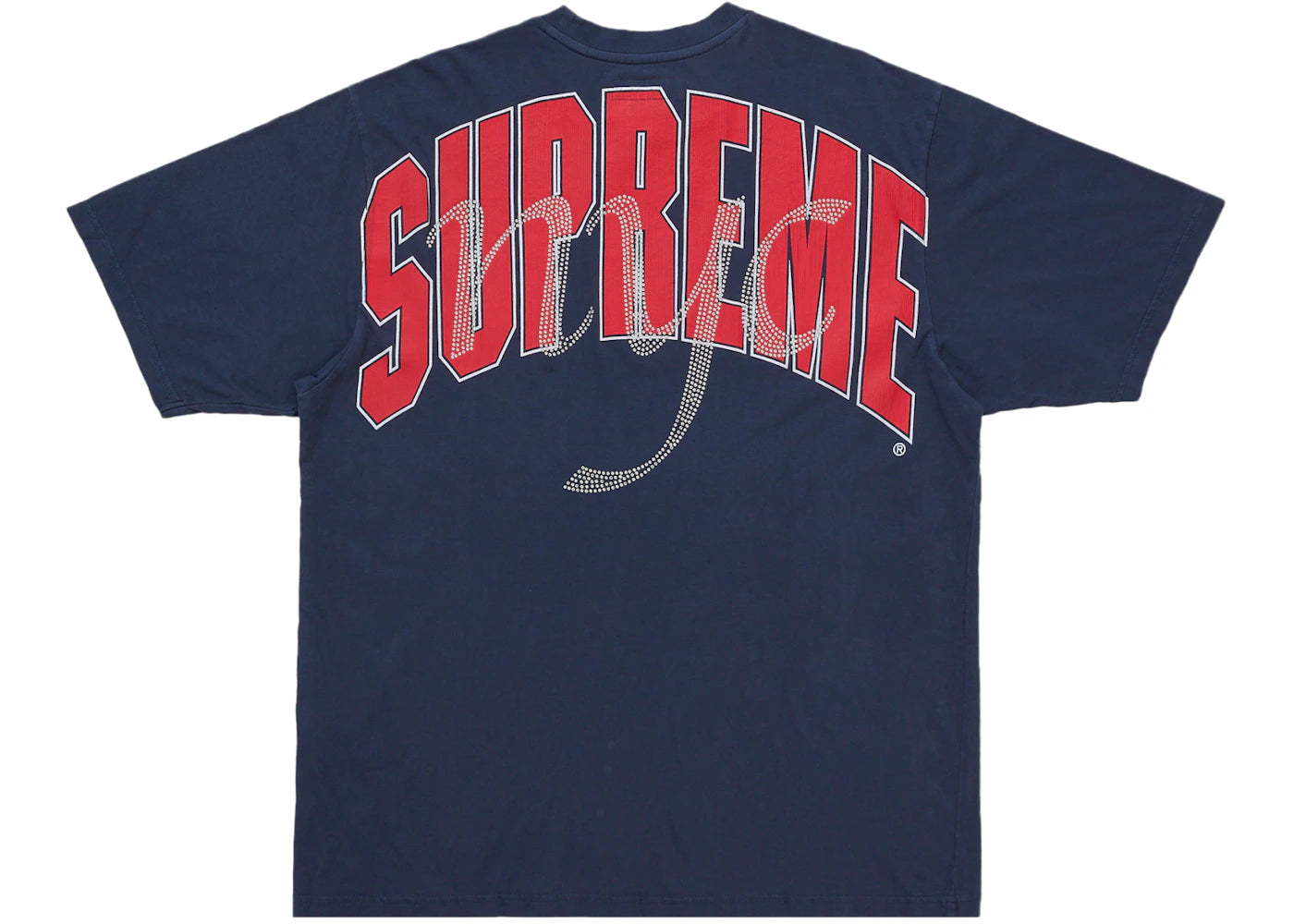 Supreme Rhinestone Script S/S Top Navy