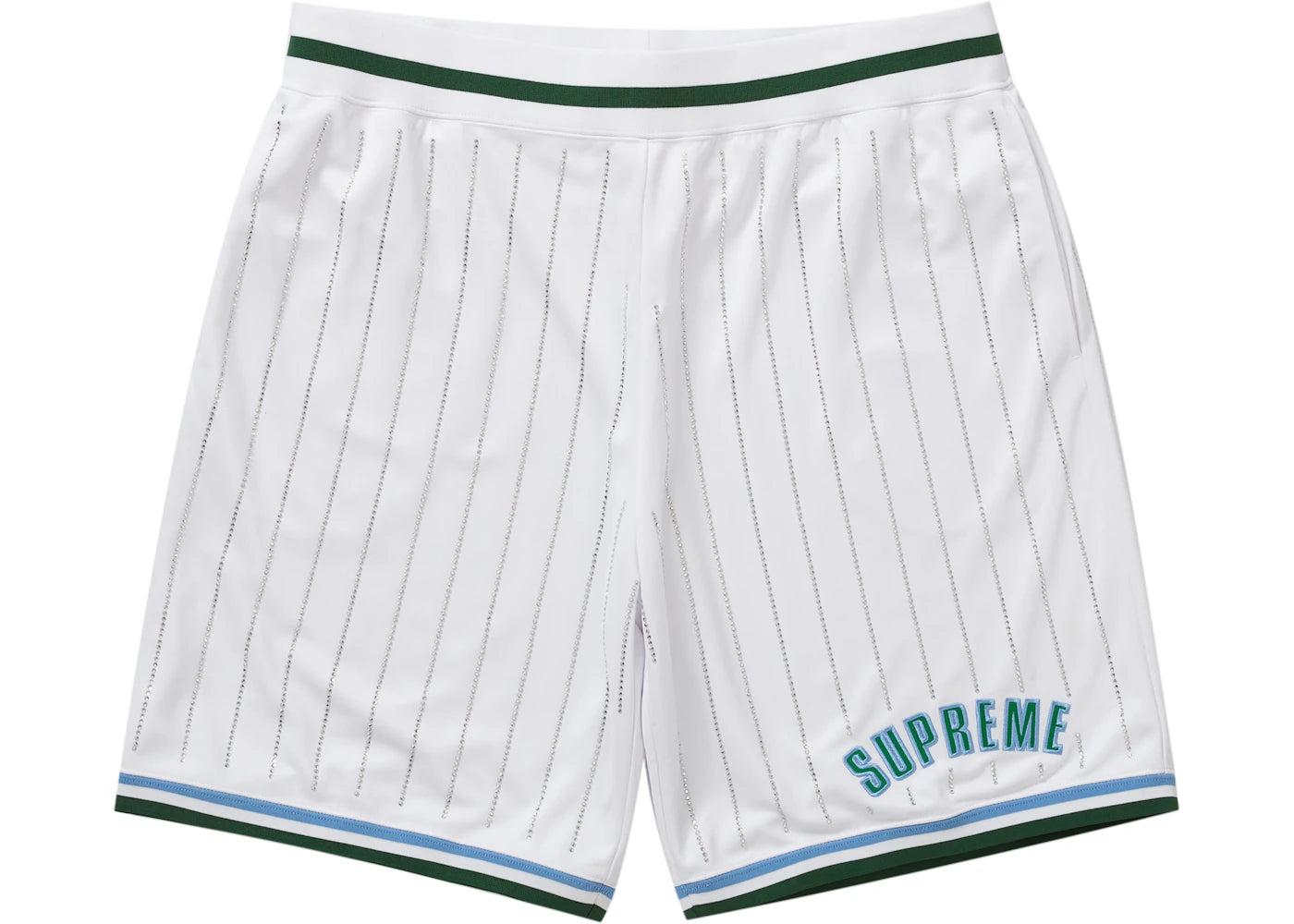 Supreme Rhinestone Stripe Basketball Short-White