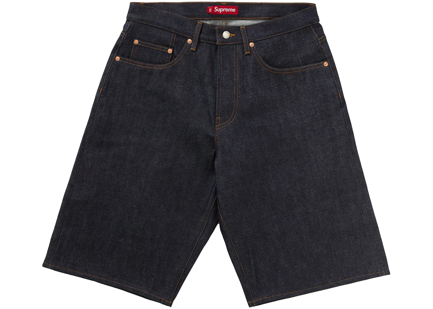 Denim Supreme rigide baggy selvedge short-Rigide indigo