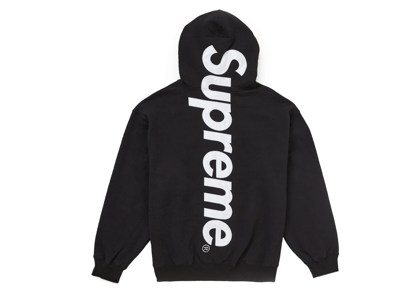 Supreme Satin Applique Hooded Sweatshirt (FW24)-Black
