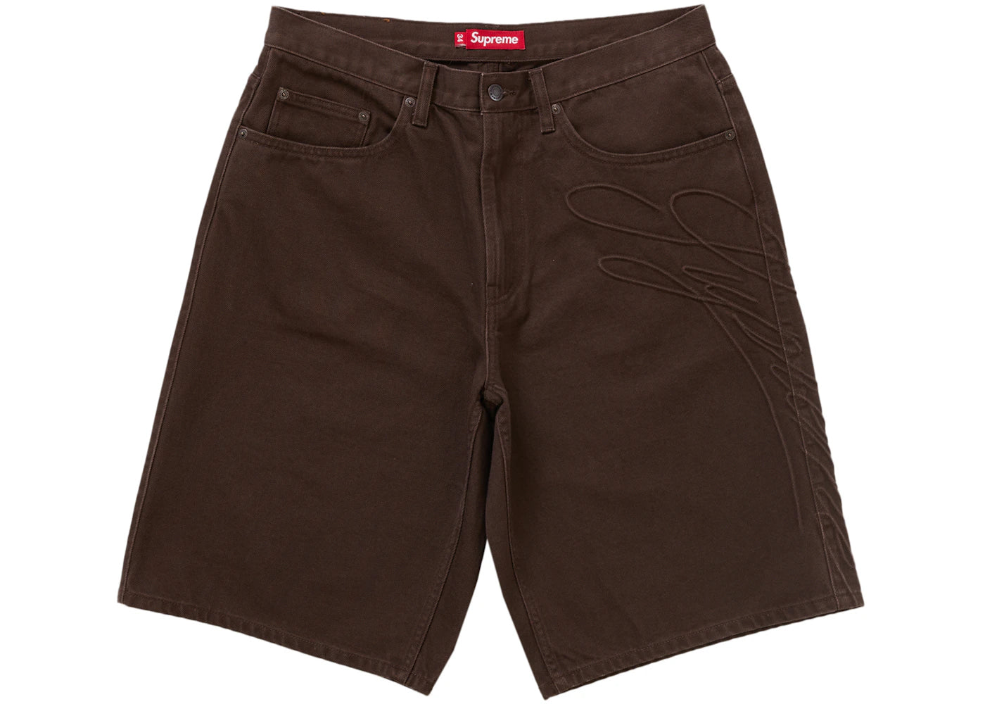 Supreme Script Baggy Denim Short-Brown