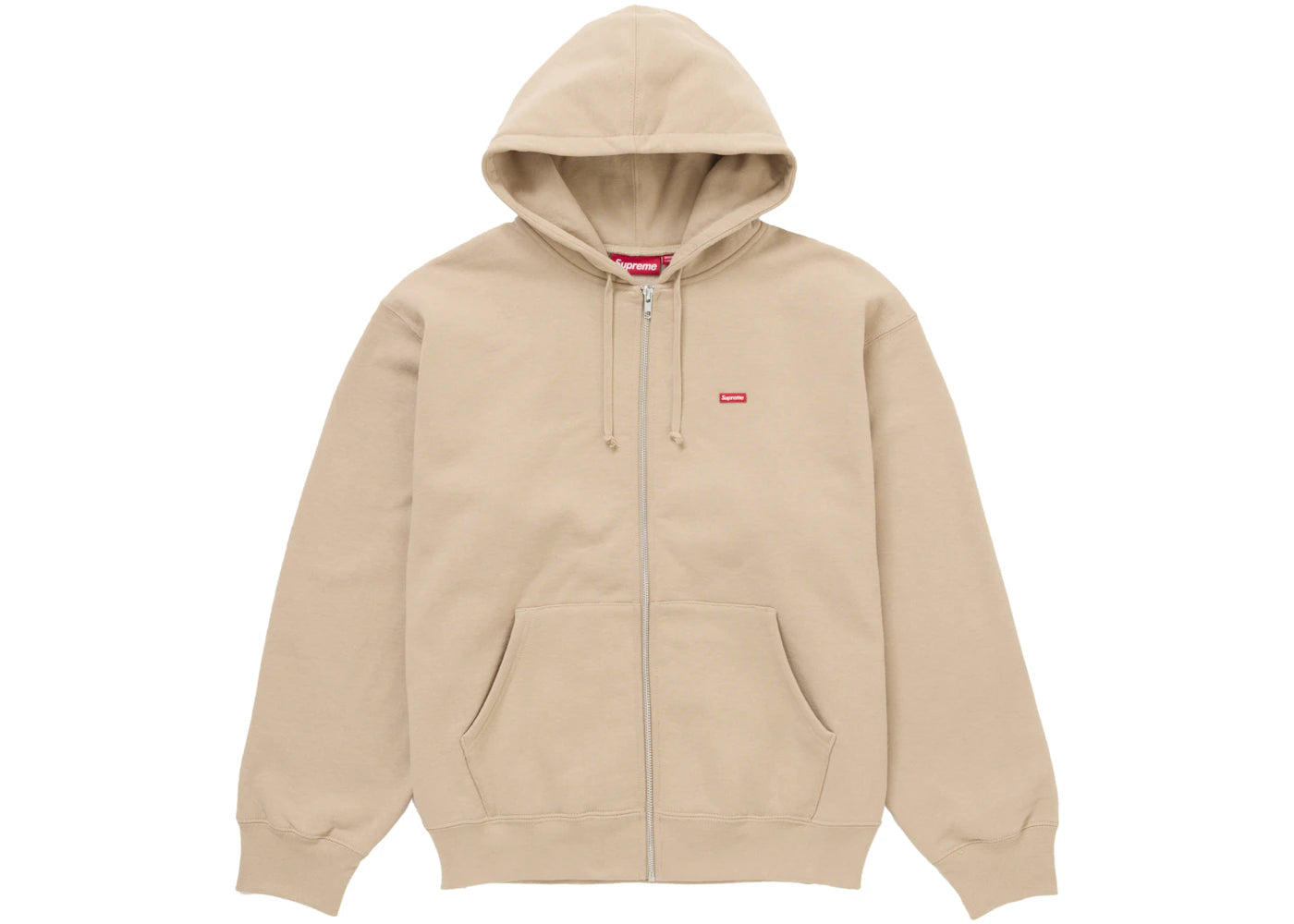 Supreme Small Box Zip Up Hooded Sweatshirt (SS25)-Tan