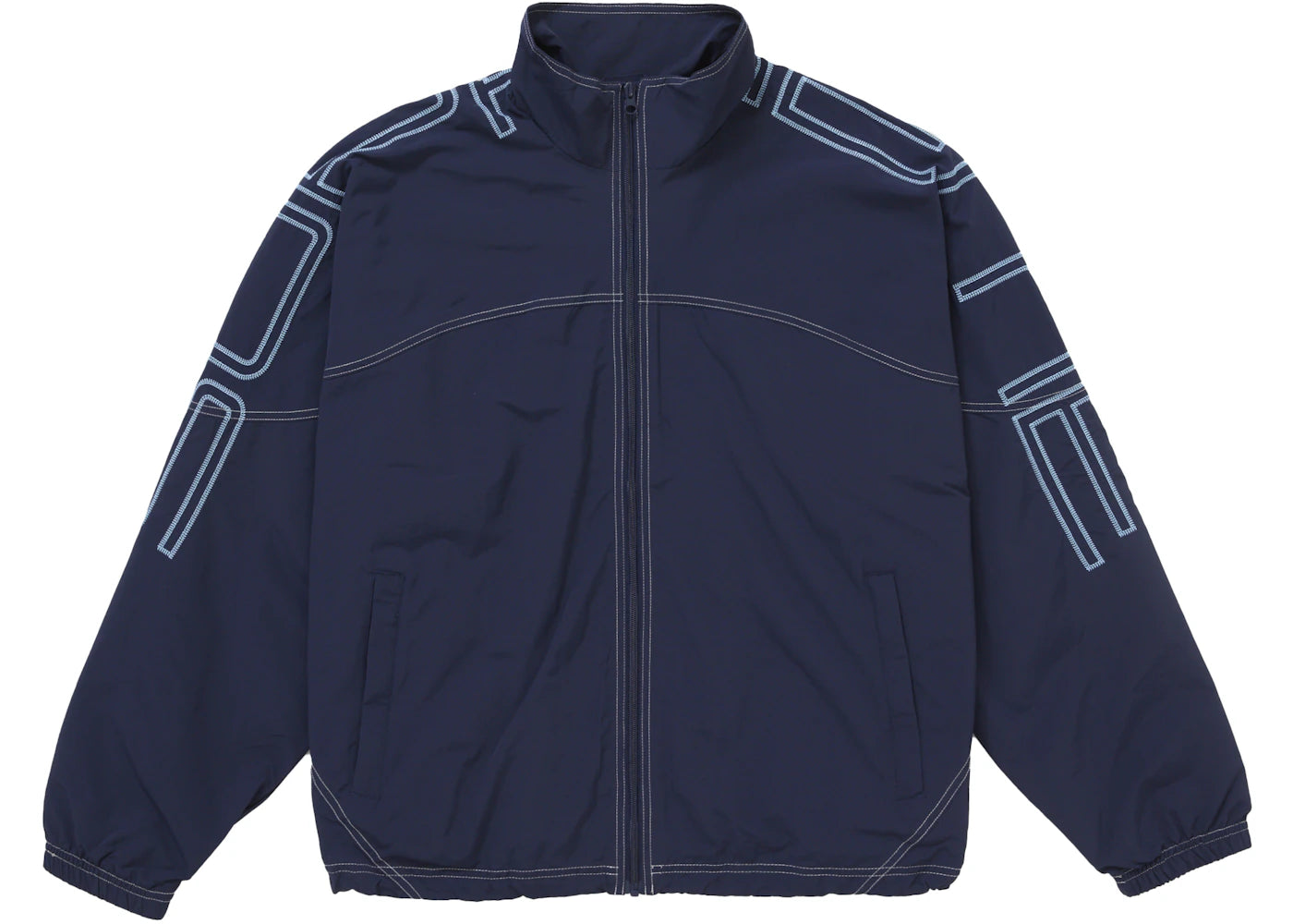 Supreme Spellout Embroidered Track Jacket (SS25)-Navy