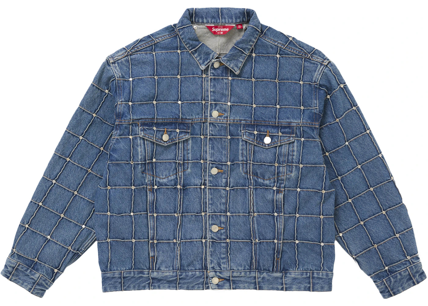 Supreme Studded Seam Denim Trucker Jacket-Blue