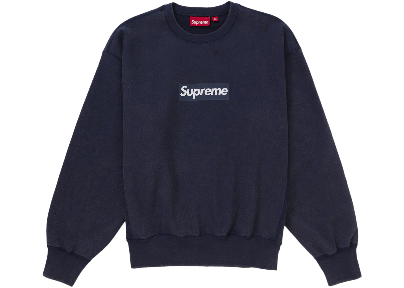 Sweat-shirt ras du cou Supreme à logo Box délavé - Marine
