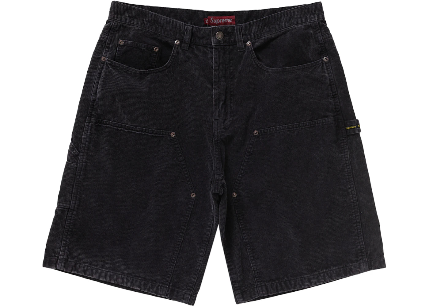 Short de peintre Supreme en velours côtelé délavé noir