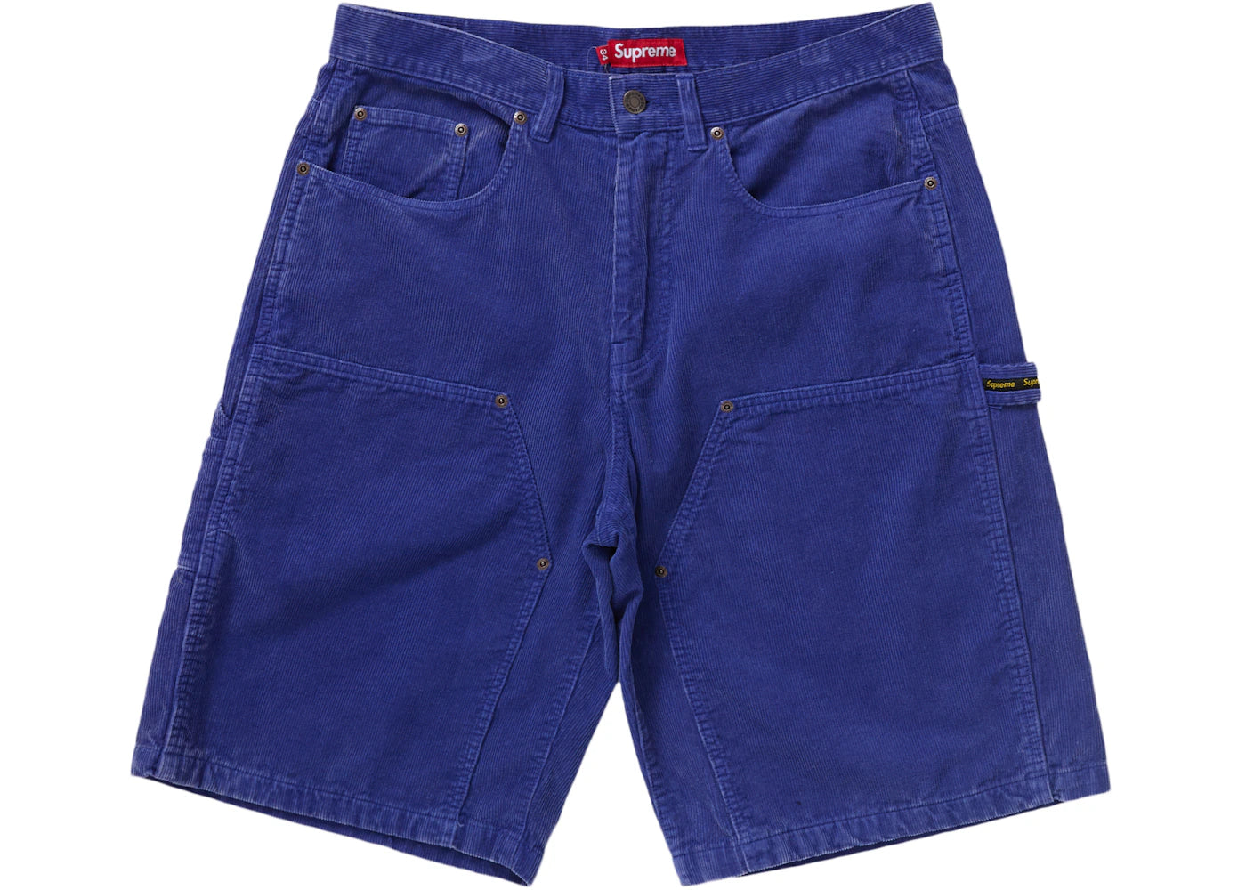 Short de peintre Supreme en velours côtelé délavé bleu
