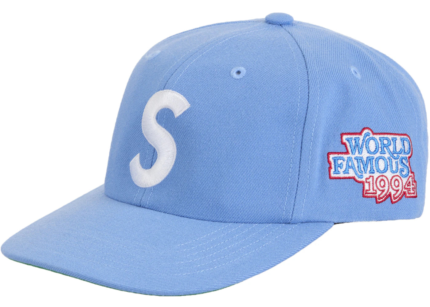 Casquette Supreme à 6 panneaux bleue avec le célèbre logo S
