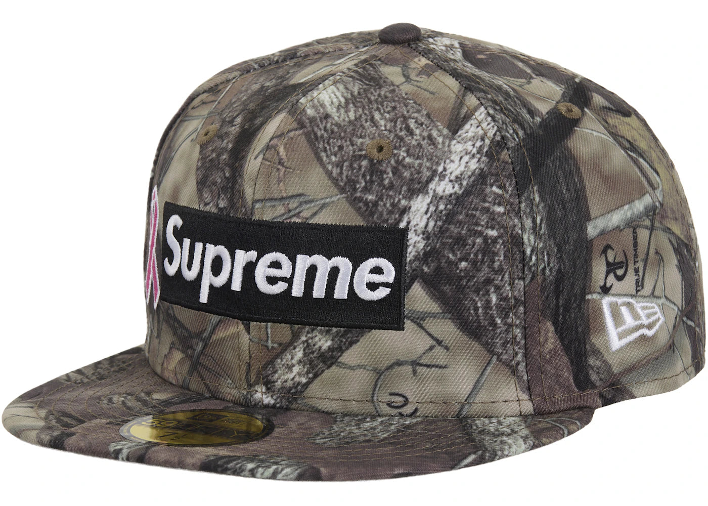Supreme x New Era Breast Cancer Awareness Box Logo Fitted Hat-Woodland Camo