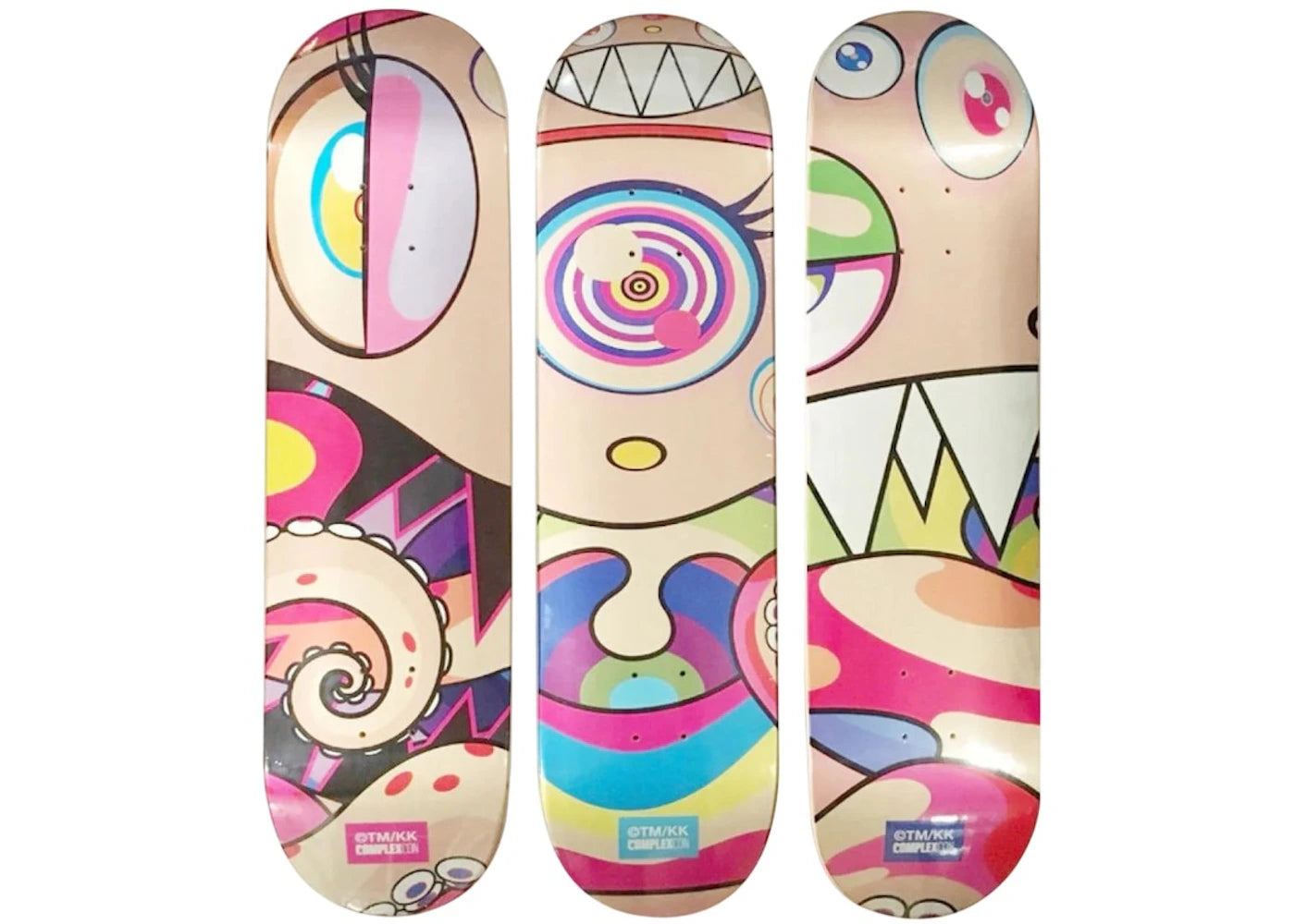Takashi Murakami Complexcon Eyes Nose Mouth Deck Set Skateboard Deck Multicolor - main view