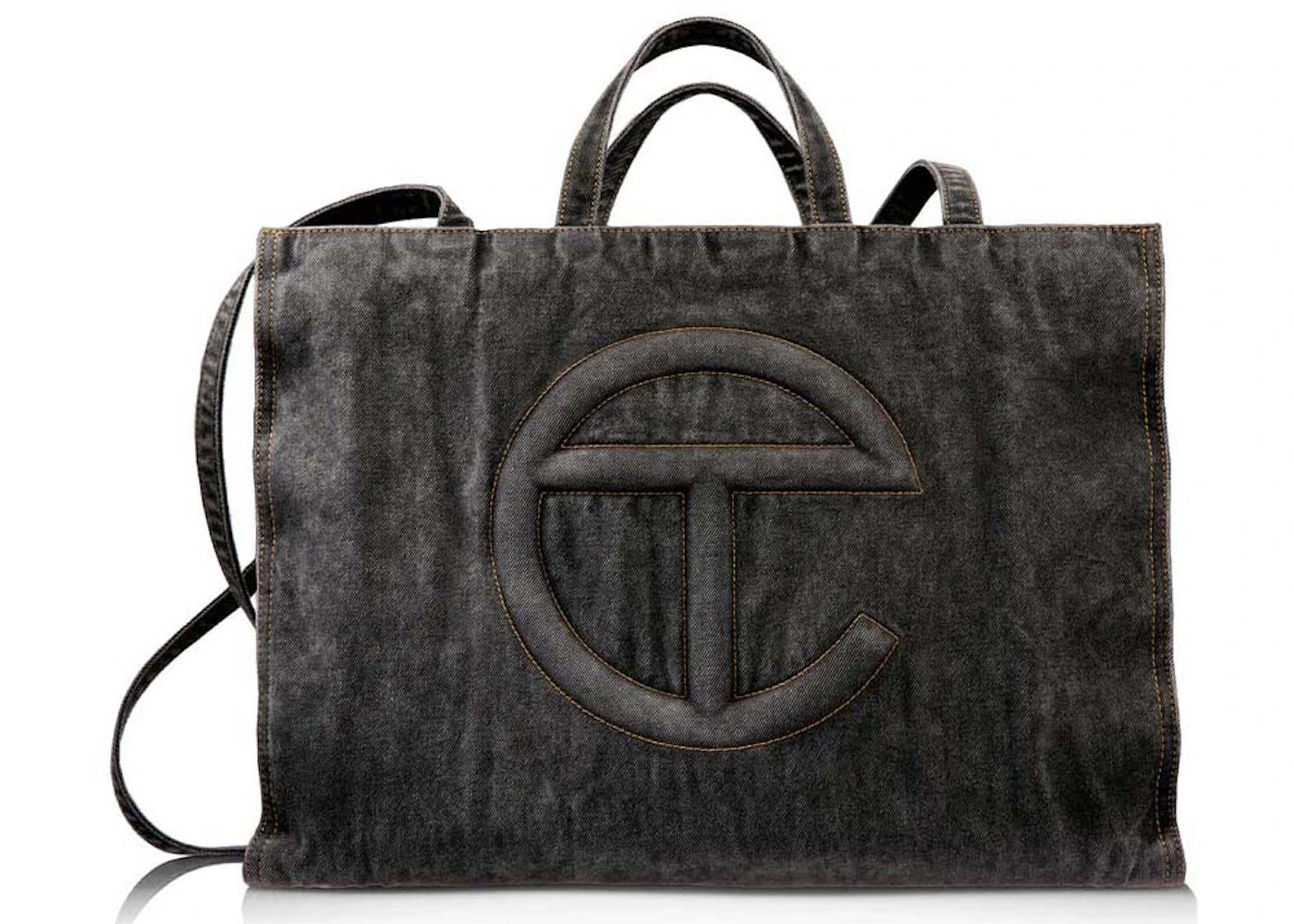 Telfar Large Denim Shopping Bag-Black