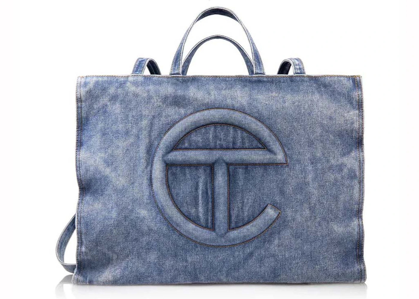 Telfar Large Denim Shopping Bag-Blue