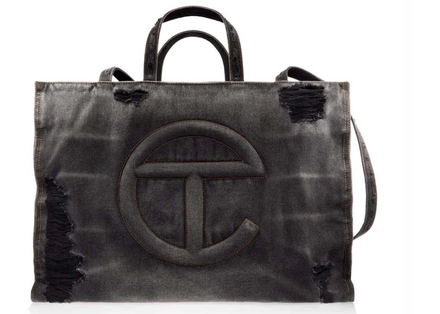 Telfar Large Shopping Bag-Distressed Black