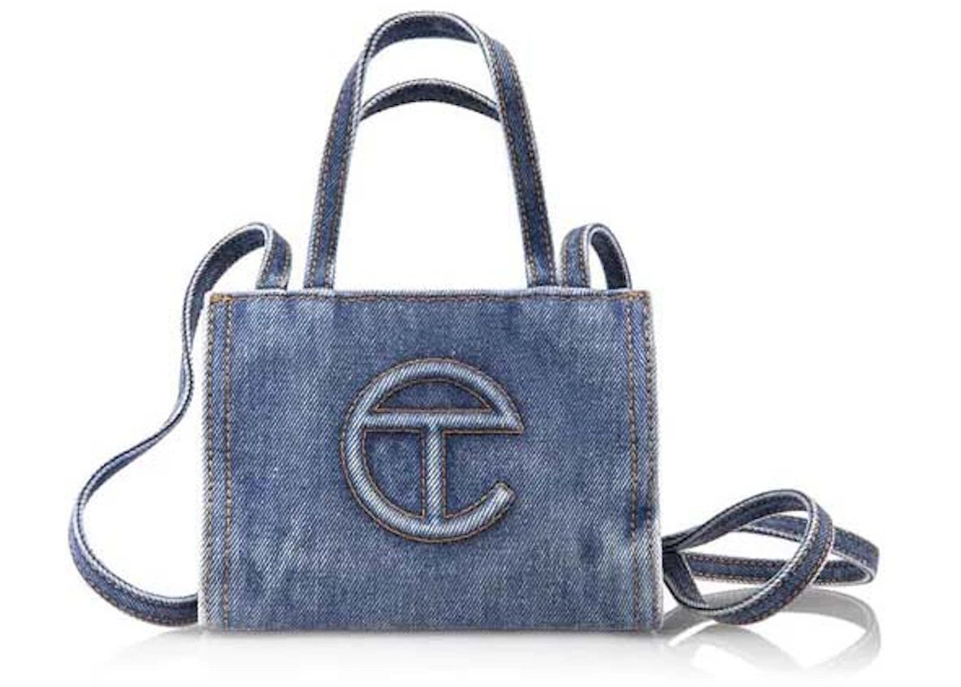 Telfar Small Denim Shopping Bag-Blue